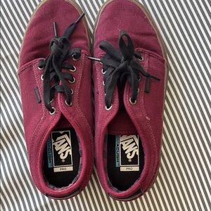 Vans Maroon Canvas Shoes with Black Laces—Men’s.